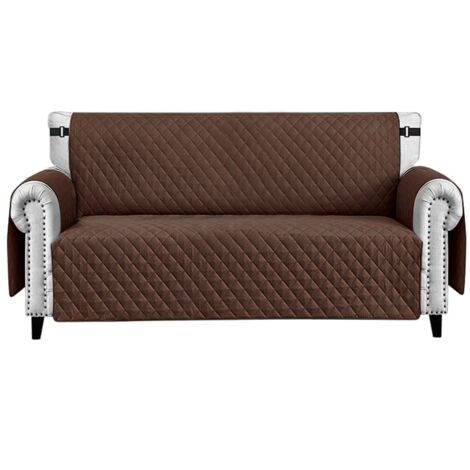 Housse de Canapé Fauteuil Imperméable Poches latérales Antitache Antidérapant Marron - 2 places