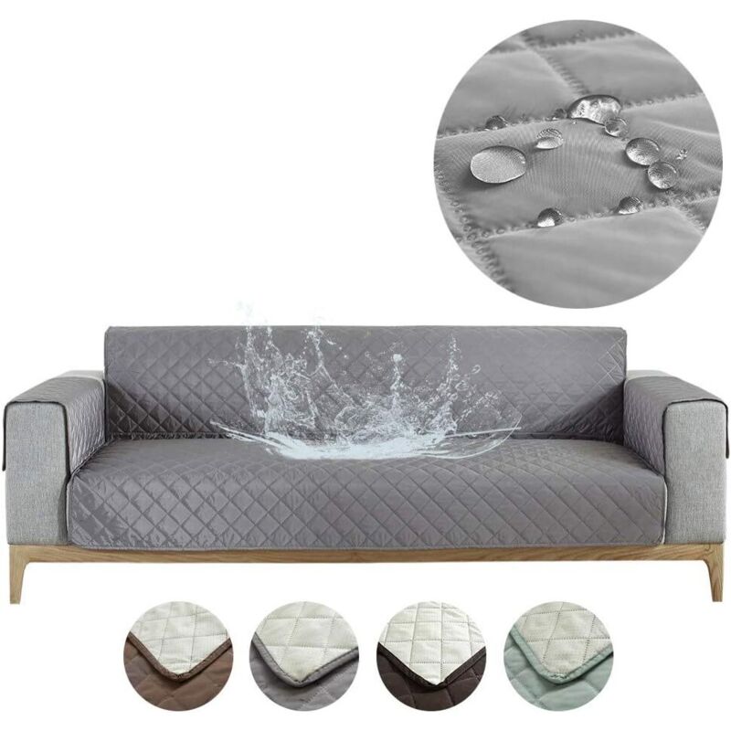 GABRIELLE Housse de Canapé Imperméable Revêtement de Canapé Protege Canape avec Accoudoirs (Gris, 3 Places) GABRIELLE Housse de Canapé Imperméable Revêtement de Canapé Protege Canape avec Accoudoirs (Gris, 3 Places)