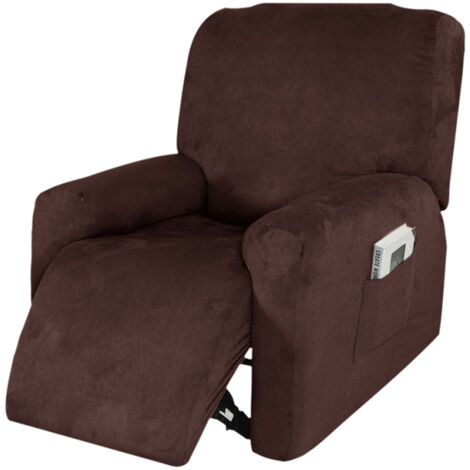 Housse de canapé inclinable extensible imperméable en suédine, composée de 4 pièces séparées, avec poche latérale. Convient pour la chambre, le salon et la maison.