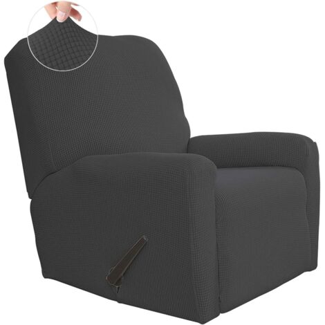 Housse De Canapé Inclinable - Tissu Jacquard Extensible 80% Polyester 20% Élasthanne - Pour Assise 58 à 86 cm - Gris Foncé - Lot De 4 Pièces