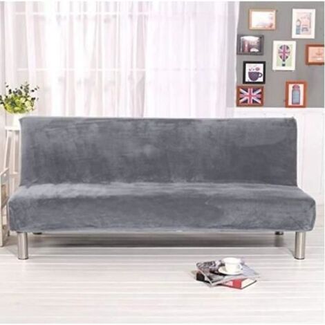 Housse de Canapé-lit Elastique sans Accoudoirs Housse de Clic Clac Couverture de Couleur Solide Taille L Gris