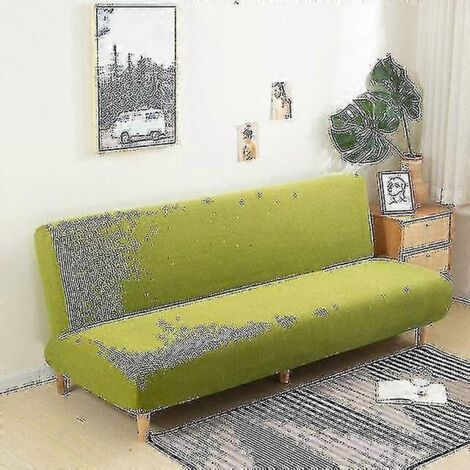 Housse de canapé-lit sans accoudoirs, extensible et pliable, en jacquard, taille L (longueur 160-190 cm), vert pomme.
