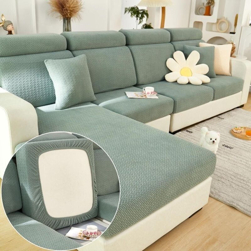 Housse de canapé magique – Housse de canapé universelle élastique et résistante à l'usure – Convient aux canapés modulaires (vert, largeur 55-89 cm x