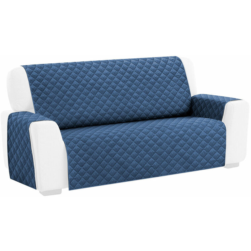 Emmevi Mv S.p.a. - Housse de canapé Matelassée Douce Protégez Save Sofa Fauteuil Couleur unie Bleu - 3 Places