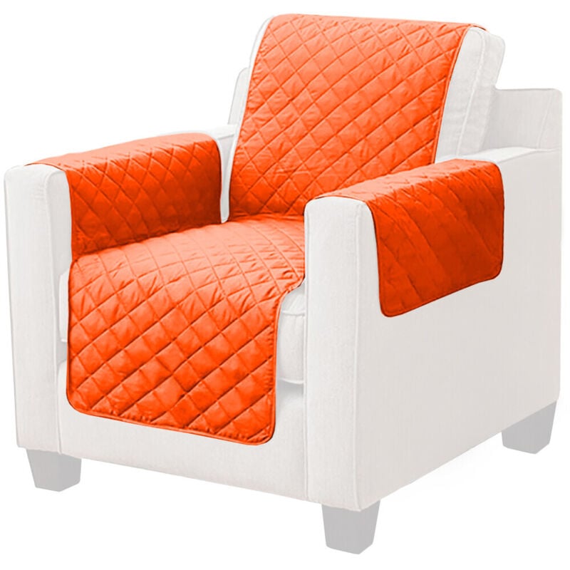 Emmevi Mv S.p.a. - Housse de canapé Matelassée Douce Protégez Save Sofa Fauteuil Couleur unie Orange - 1 Place