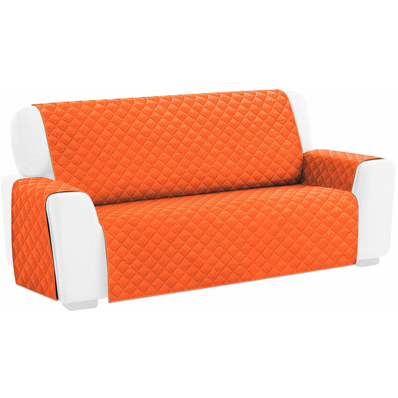 Emmevi Mv S.p.a. - Housse de canapé Matelassée Douce Protégez Save Sofa Fauteuil Couleur unie Orange - 3 Places