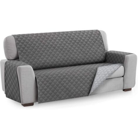 Housse de Canapé Protecteur Malu, Taille 3 Places. Housse Matelasse Réversible. Couleur Grey