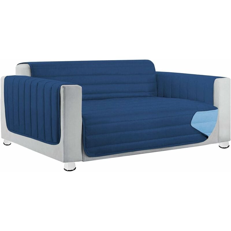 Emmevi Mv S.p.a. - Housse de Canapé Rembourré Double Face Matelassé Couverture de Sofa Doux Élégant Bleu - 2 Places