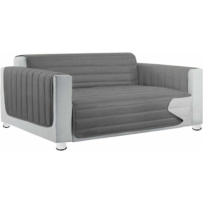 Emmevi Mv S.p.a. - Housse de Canapé Rembourré Double Face Matelassé Couverture de Sofa Doux Élégant Gris - 3 Places