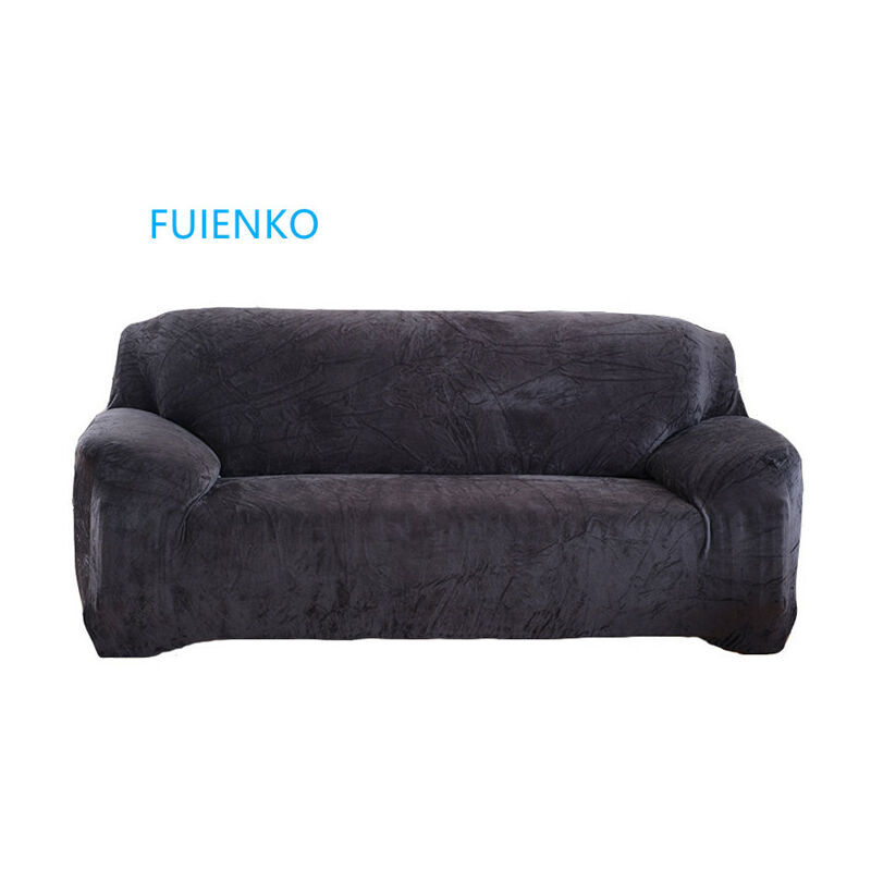 Start - Housse de canapé rembourrée en velours 3 places Noir