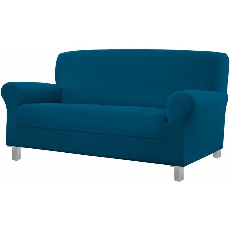 Emmevi Mv S.p.a. - Housse de canapé Résistant aux taches Élastiqué Imperméable Protégez Sofa De couleur unie Bleu - 2 Places