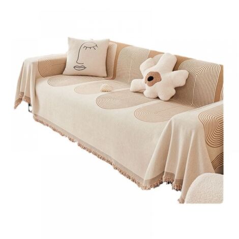 Housse de canapé réversible en chenille, couverture de canapé pour chiens, protection de canapé multifonctionnelle, motif de lignes géométriques, 180x130cm