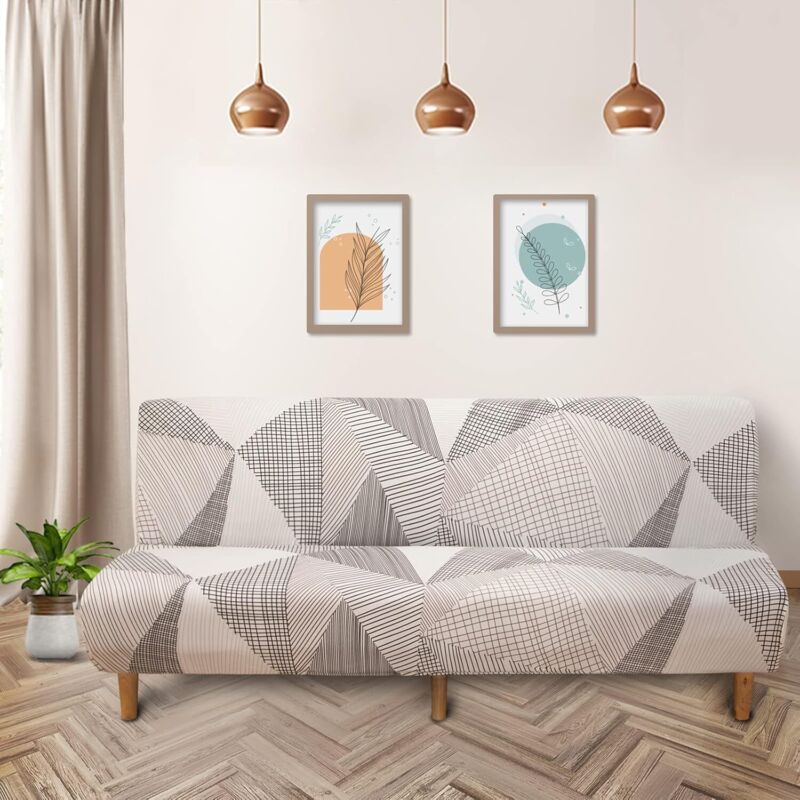 Housse de Canapé sans Accoudoir 3 Places Clic Clac Extensible Universel Lavable Couverture pour Canapé-lit Ajustable Housse Protection pour