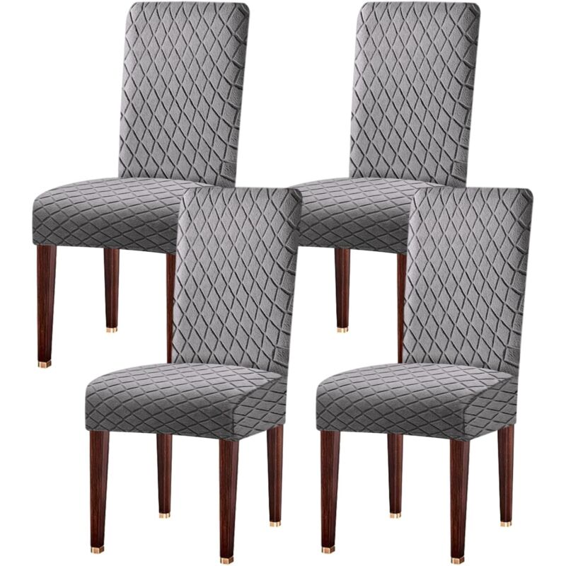Housse de Chaise 4 Pièces, Extensible Amovible Lavable Housse pour chaise salle à manger, Moderne Universel Couverture de Chaise pour Maison Hotel