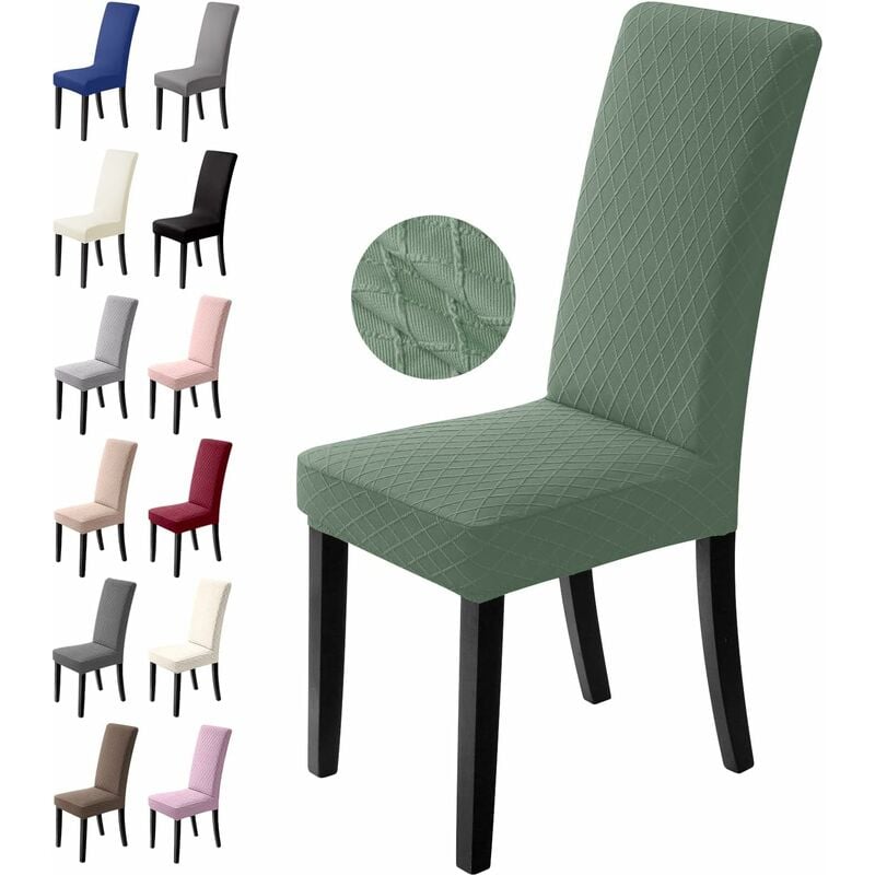Jusch - Housse de Chaise, 4 Pièces Housses de Chaise, Salle à Manger Extensible Couverture de Chaise, Universel Lavable Amovible Slipcover (Vert)