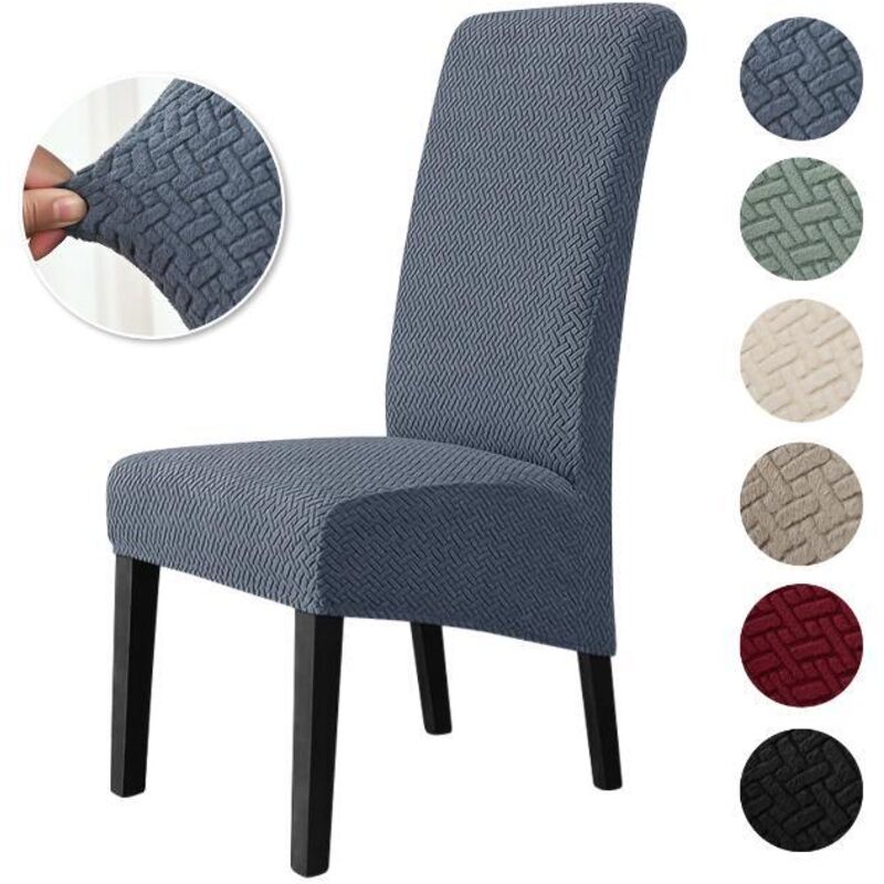 Housse de Chaise 4 Pièces Salle à Manger Jacquard Extensible Amovible Lavable Couverture de Chaise Universelle Protection de Chaise (4Pièces,Gris)