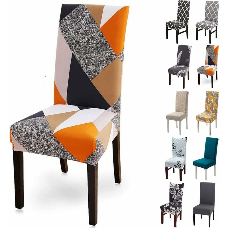 Housse de Chaise, 6 Pieces Extensible Amovible Lavable Moderne Couverture de Chaise pour Salle à Manger Slipcover