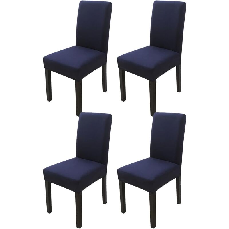 Housse de chaise à dossier haut bleu marine 4 pièces, 383847cm, moderne, élastique et lavable, adaptée aux salles à manger et aux cuisines