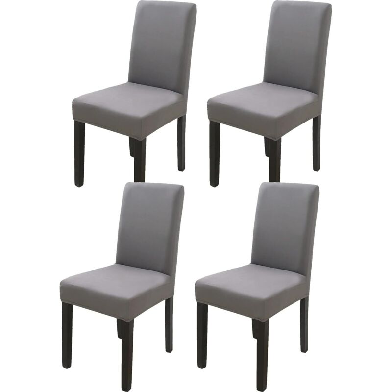 Housse de chaise à dossier haut gris foncé 4 pièces, 383847cm, moderne, élastique et lavable, adaptée à la salle à manger et à la cuisine