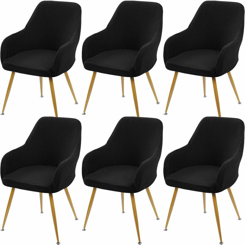 Keyoung - Housse de Chaise avc Accoudoir de Salle à Manger,8 pcs Couverture de Fauteuil Extensible et lavable,Jacquard Housse de Fauteuil pour Hotel