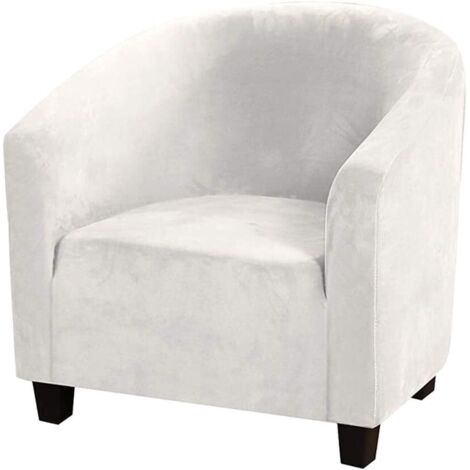 Housse De Chaise Club,Housses De Chaise De Baignoire en Velours Extensible Housses De Canapé Souples pour Fauteuil Protecteur De Meubles (Blanche, Velours)-Fei Yu