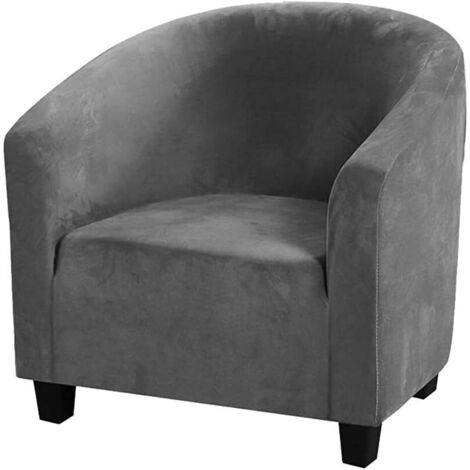 Housse De Chaise Club,Housses De Chaise De Baignoire en Velours Extensible Housses De Canapé Souples pour Fauteuil Protecteur De Meubles (Gris, Velours)