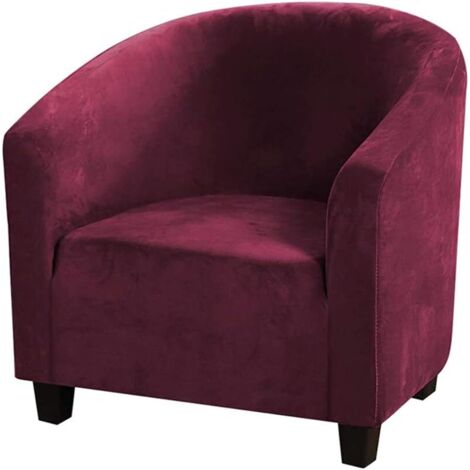 Housse De Chaise Club,Housses De Chaise De Baignoire en Velours Extensible Housses De Canapé Souples pour Fauteuil Protecteur De Meubles (Vin Rouge, velours)-Fei Yu