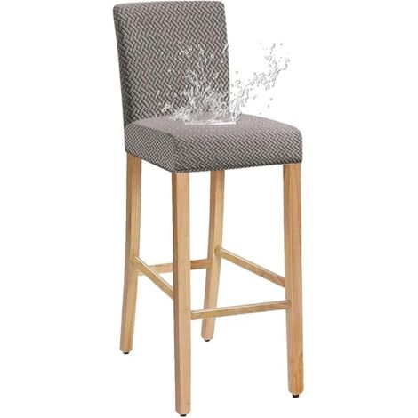 Housse de Chaise de Bar, Lot de 2, Housse de Chaise Extensible Lavable Amovible, Protege Chaise Universelle pour Pub Cuisine Café (Gris Clair, 2 Pièce)