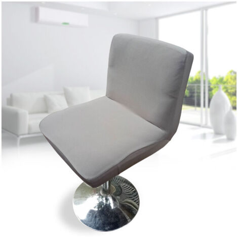 Housse de chaise de bar pivotante avec dossier élastique, gris clair