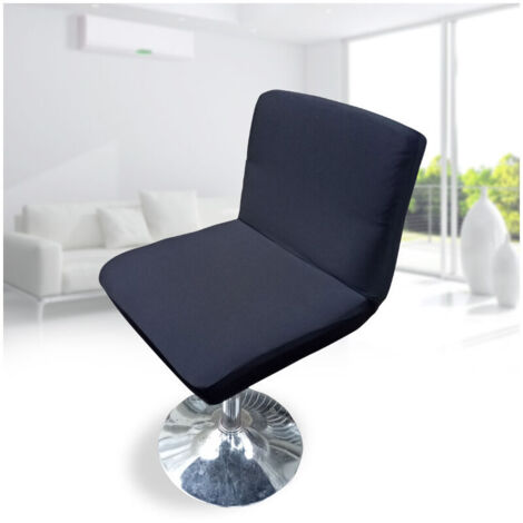Housse de chaise de bar pivotante avec dossier élastique, noire