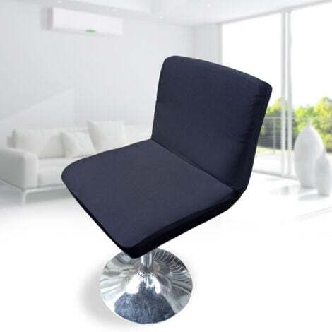 Housse de chaise de bar pivotante avec dossier élastique, noire