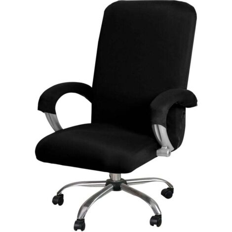 Housse de Chaise de Bureau, Extensible Housses de Chaise Rotatif Lavable Couverture de Chaise Housse de Fauteuil pour Chaise de Bureau Rotatif Chaise Pivotante Accoudoirs Chaise(Noir,L)