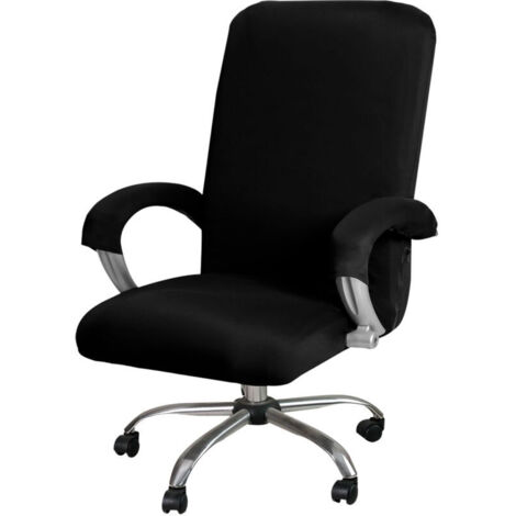 Housse de Chaise de Bureau, Extensible Housses de Chaise Rotatif Lavable Couverture de Chaise Housse de Fauteuil pour Chaise de Bureau Rotatif Chaise Pivotante Accoudoirs Chaise(Noir,L)