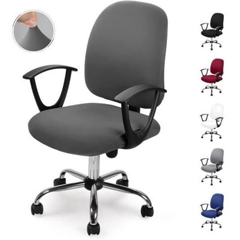 Housse de chaise de bureau (gris, 2pcs), housse de chaise amovible, style minimaliste moderne universel, housse de chaise de bureau pivotante, fauteuil de chaise pivotante - pas de chaise