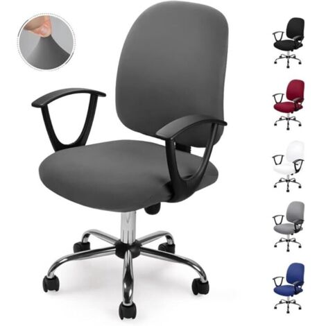Housse de chaise de bureau (gris, 2pcs), housse de chaise amovible, style minimaliste moderne universel, housse de chaise de bureau pivotante, fauteuil de chaise pivotante - pas de chaise