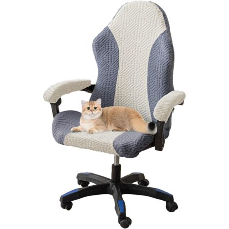Housse de chaise de bureau, housse de chaise de jeu extensible avec accoudoirs, housse de siège de chaise d'ordinateur, gris foncé A.