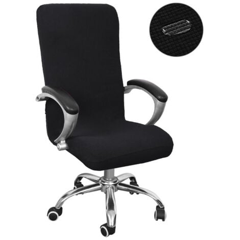 BASETBL Housse de Chaise de Bureau Universelle Extensible Microfiber Lavable Couverture de Chaise Bureau Housses de Fauteuil Extensibles Confortable Fauteuil，Noir（M）