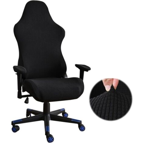 Housse de chaise de gaming - Noir - Extensible - Pour chaise de bureau - Pour ordinateur de jeu, bureau, course (noir)