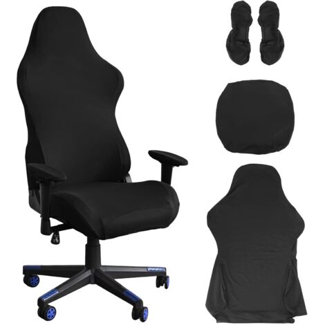 Housse de chaise de gaming - Noir - Extensible - Pour chaise de bureau - Pour ordinateur de jeu - Style racing - Chaise de bureau (noir)