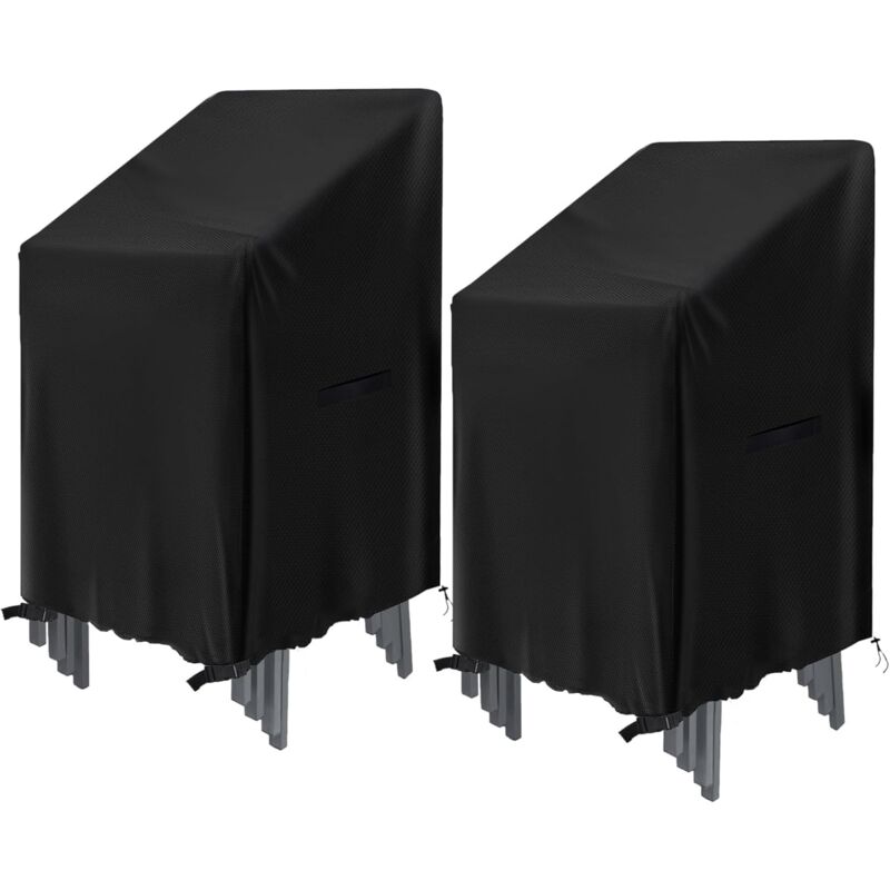 Housse de Chaise de Jardin 2 Pièces, Housse de Protection pour chaises empilables 75x75x120cm, imperméable Tissu Oxford Housse Chaise Extérieur pour