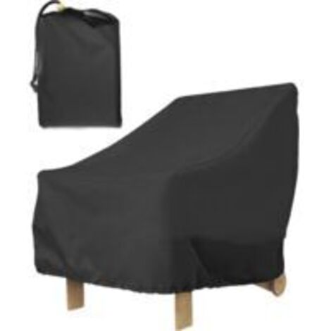 Housse de chaise de jardin avec assise profonde, housse imperméable 210D pour chaises de terrasse, coupe-vent et UV avec sac de rangement 80x85x91 cm