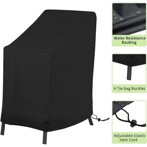 Housse de chaise de jardin empilable et imperméable, tissu Oxford 210D, corde et boucle, 65 x 65 x 120/80 cm