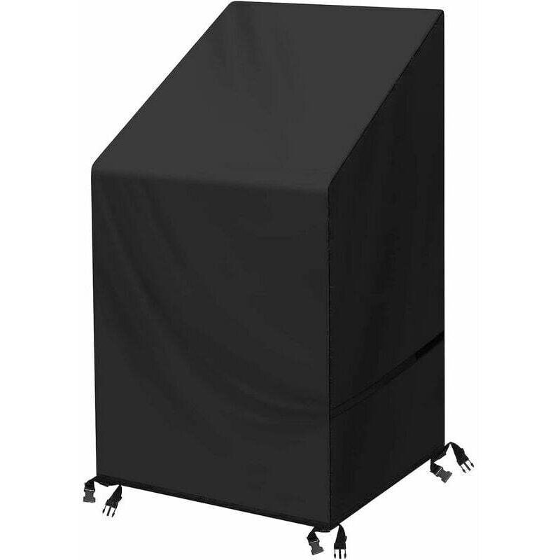 Housse de chaise de jardin Housse de chaise empilable imperméable et résistante Tissu Oxford 210D Noir 120x65x65/80CM