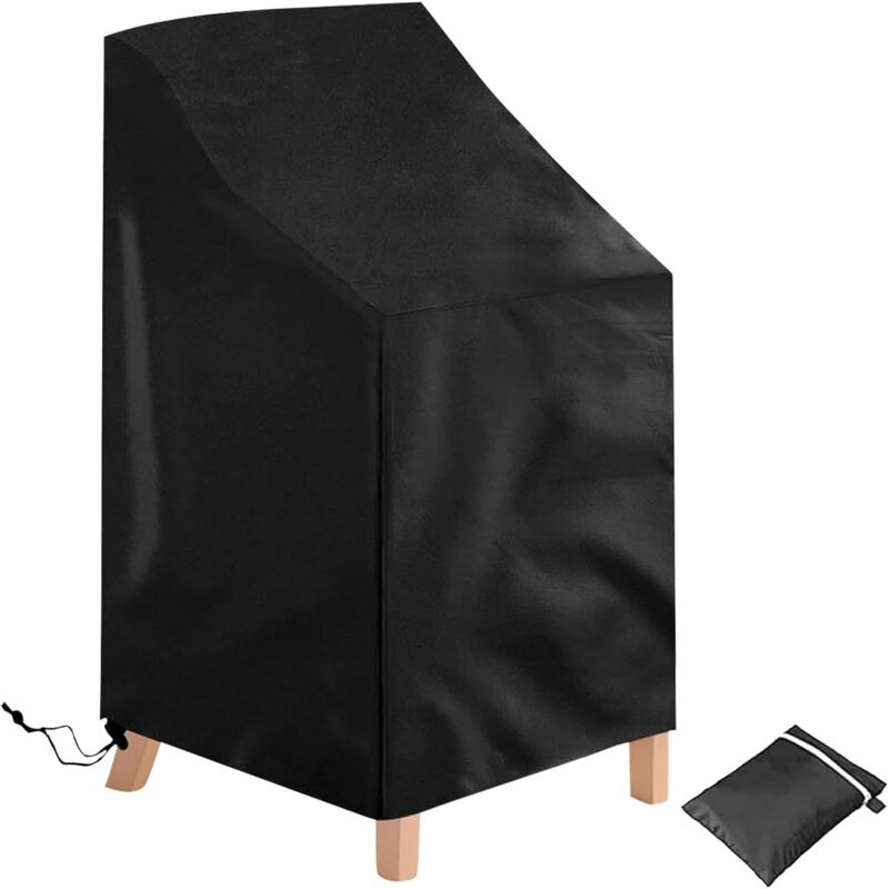 Housse de Chaise de Jardin Housse de Chaise Empilable Imperméable Robuste Tissu Oxford 420D Noir 120x65x65/80CM