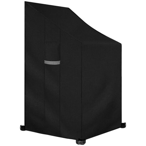 Housse de chaise de jardin, imperméable, adaptée aux chaises de patio d'extérieur, coupe-vent, fabriquée en tissu Oxford durable, empilable, dimensions 65 x 65 x 80 / 120 cm (noir).