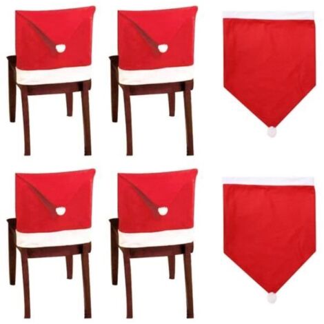 Housse de chaise de Noël - Lot de 10 - Rouge - Décorations festives - Lavable