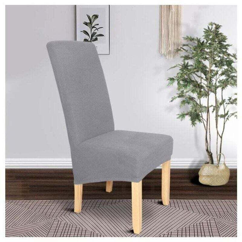 Housse de chaise de salle à manger 2 pièces XL, housse de chaise de salle à manger amovible et lavable Meal Bomb (gris clair)