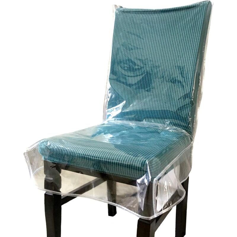 Gotrays - Housse de chaise de salle à manger en plastique avec dossier, housse de protection de siège en pvc transparent, housse imperméable, adaptée