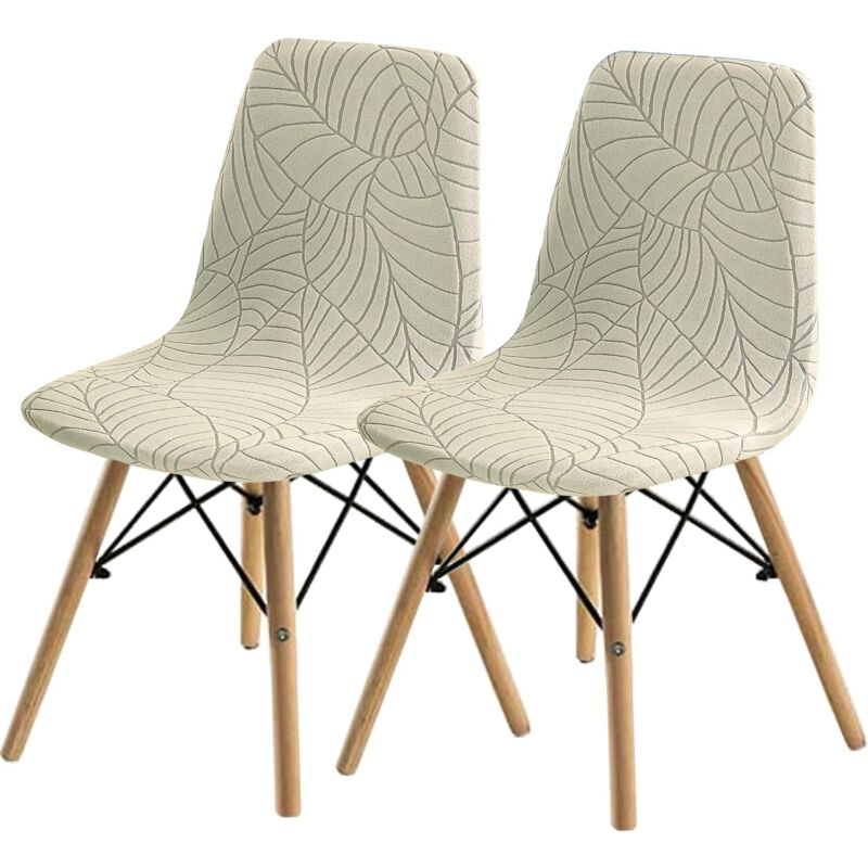 Housse de Chaise de Salle à Manger Ensemble 2, Chaise de Salle à Manger à la Mode Shell Medieval Modern Housse de siège de Salle à Manger (Crème1,2
