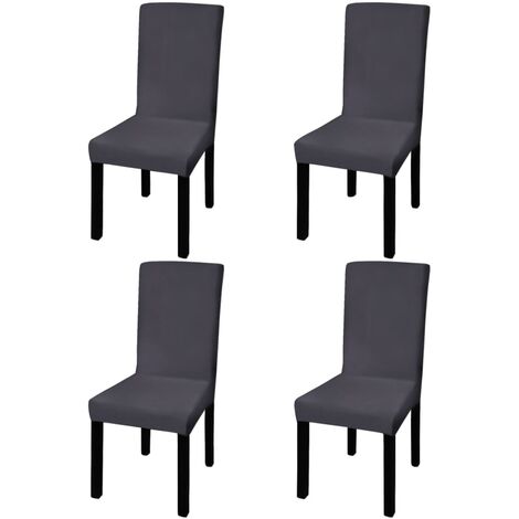 Housse de chaise droite extensible 4 pcs anthracite - Gris